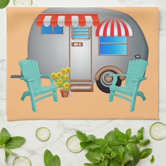 Happy Camper Hintergrund Geschirrtuch (Gefaltet)