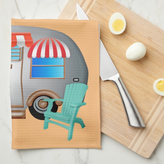 Happy Camper Hintergrund Geschirrtuch (Viertel Falte)