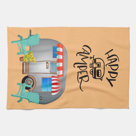 Happy Camper Hintergrund Geschirrtuch (Horizontal)
