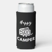 Happy Camper in Weiß mit blauem Hintergrund Selters Dosenkühler (Seltzer Vorderseite)