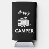 Happy Camper in Weiß mit blauem Hintergrund Selters Dosenkühler (Rückseite)