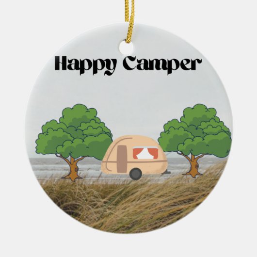 Happy Camper Keramik Ornament (Vorne)