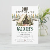 Happy Camper Kinder 5. Geburtstag Einladung (Stehend Vorderseite)
