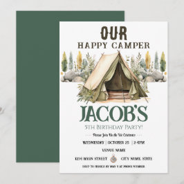 Happy Camper Kinder 5. Geburtstag Einladung