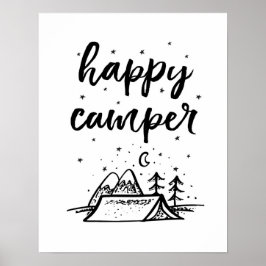 Happy Camper Kinder drucken Schwarz-Weiß-Dekoratio Poster
