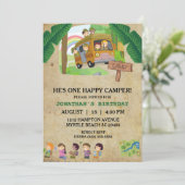 Happy Camper Kindergeburtstag Party Einladung (Stehend Vorderseite)