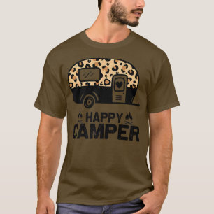 Happy Camper Leopard Funny Matching Camping Crew T-Shirt