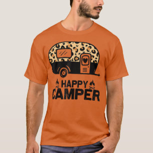Happy Camper Leopard Funny Matching Camping Crew T-Shirt