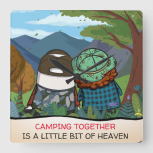 Happy Camper Life Quote Mountain Vista Vorlage Quadratische Wanduhr
