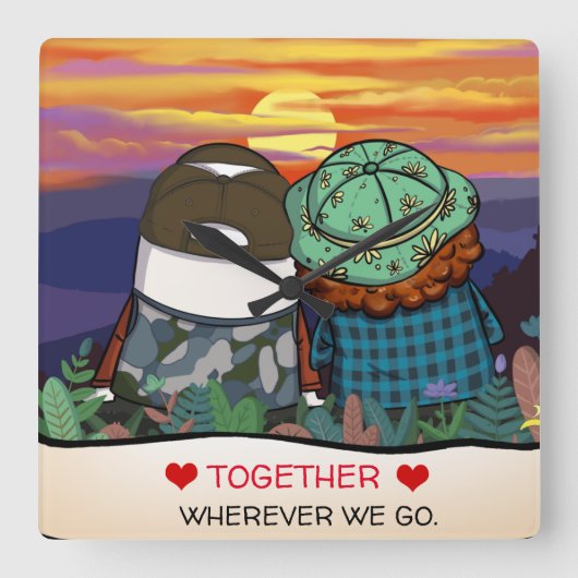 Happy Camper Life Quote Niedliche Einstellung der Quadratische Wanduhr (Vorderseite)