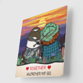 Happy Camper Life Quote Niedliche Einstellung der Quadratische Wanduhr (Winkel)