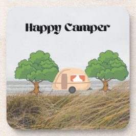 Happy Camper mit Camper in den Bäumen auf einem Getränkeuntersetzer