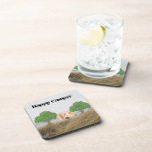 Happy Camper mit Camper und Bäumen auf dem Wasser Getränkeuntersetzer (Rechte Seite)