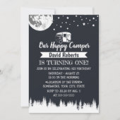 Happy Camper Moon Stars Forest Geburtstag Einladung (Vorderseite)
