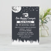 Happy Camper Moon Stars Forest Geburtstag Einladung (Stehend Vorderseite)