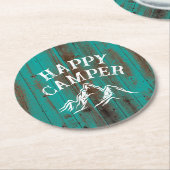 Happy Camper Mountain Adventure Aquamarin Barn Cam Runder Pappuntersetzer (Angewinkelt)