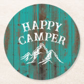 Happy Camper Mountain Adventure Aquamarin Barn Cam Runder Pappuntersetzer (Vorderseite)