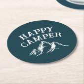 Happy Camper Mountain Adventure Aquamarines Campin Runder Pappuntersetzer (Angewinkelt)