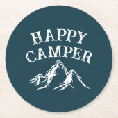 Happy Camper Mountain Adventure Aquamarines Campin Runder Pappuntersetzer (Vorderseite)