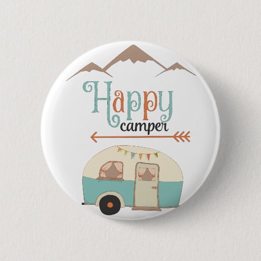 Happy Camper Niedlich Retro RV Button (Vorderseite)