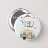Happy Camper Niedlich Retro RV Button (Vorne & Hinten)