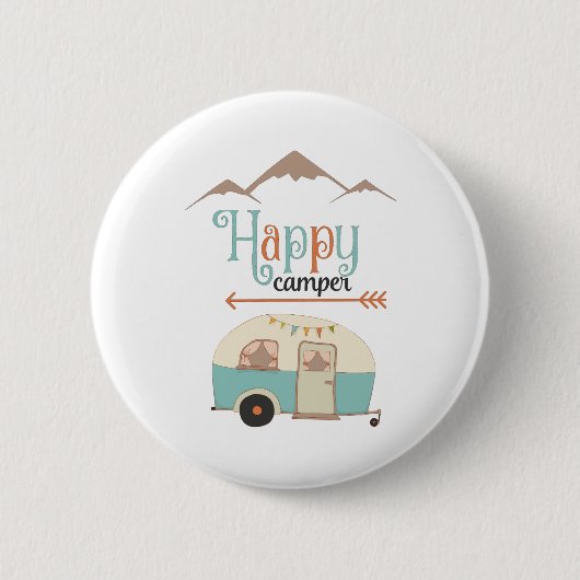 Happy Camper Niedlich Retro RV Button (Vorderseite)