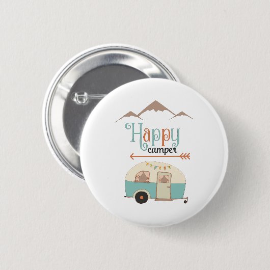 Happy Camper Niedlich Retro RV Button (Vorne & Hinten)