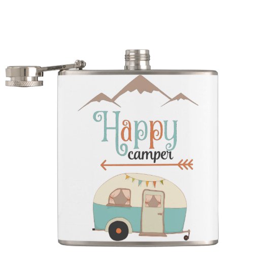 Happy Camper Niedlich Retro RV Flachmann (Geöffnet)