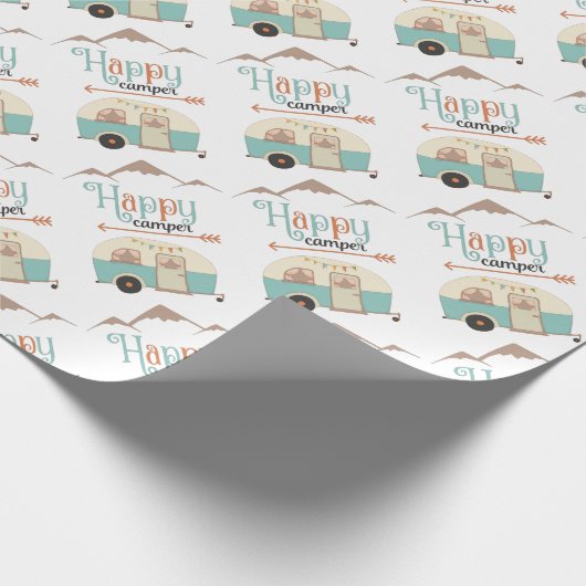 HAPPY CAMPER Niedlich Retro RV Geschenkpapier (Ecke)