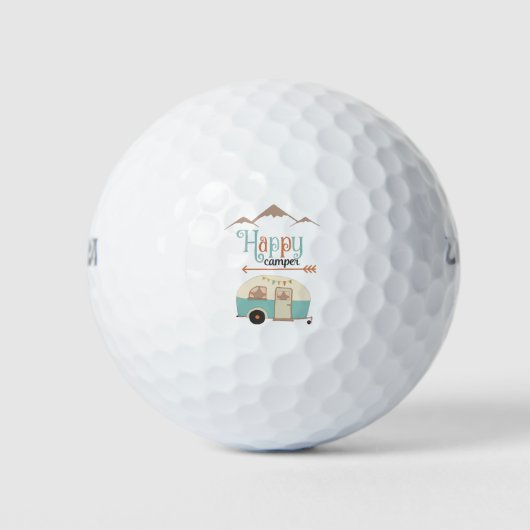 Happy Camper Niedlich Retro RV Golfball (Vorderseite)
