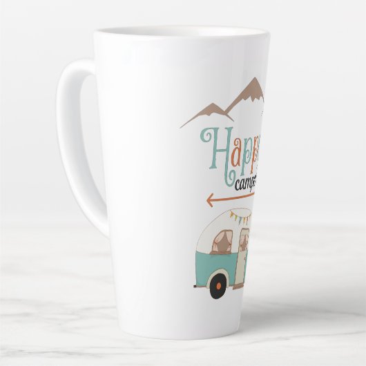 Happy Camper Niedlich Retro RV Milchtasse (Linke Ecke)