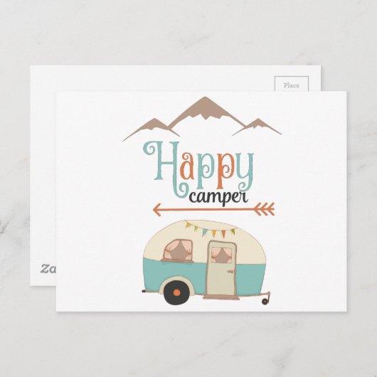 Happy Camper Niedlich Retro RV Postkarte (Vorne/Hinten)