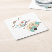 HAPPY CAMPER Niedlich Retro RV Rechteckiger Pappuntersetzer (angewinkelt)