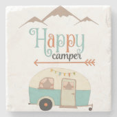 Happy Camper Niedlich Retro RV Steinuntersetzer (Vorderseite)