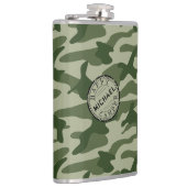 Happy Camper Olive Green Camouflage Name Camping R Flachmann (Rechts)