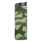 Happy Camper Olive Green Camouflage Name Camping R Thermosbecher (Nach links gedreht)
