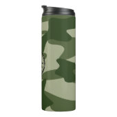 Happy Camper Olive Green Camouflage Name Camping R Thermosbecher (Nach rechts gedreht)