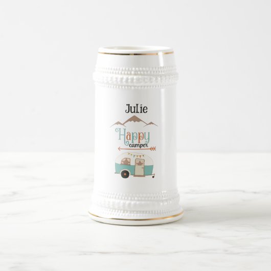 Happy Camper Personalisiert Bierglas (Mittel)