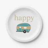 Happy Camper Personality Aquamarin Gold Travel Tra Pappteller (Vorderseite)