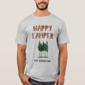 Happy Camper Pine Trees Personalisiert T-Shirt (Vorderseite)