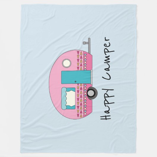 Happy Camper Pink RV Fleecedecke (Vorderseite)