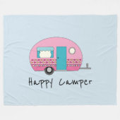 Happy Camper Pink RV Fleecedecke (Vorderseite (Horizontal))
