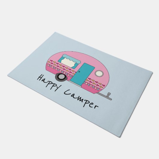 Happy Camper Pink RV Fußmatte (Schrägansicht)