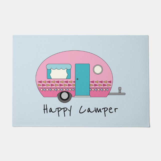 Happy Camper Pink RV Fußmatte (Vorderseite)