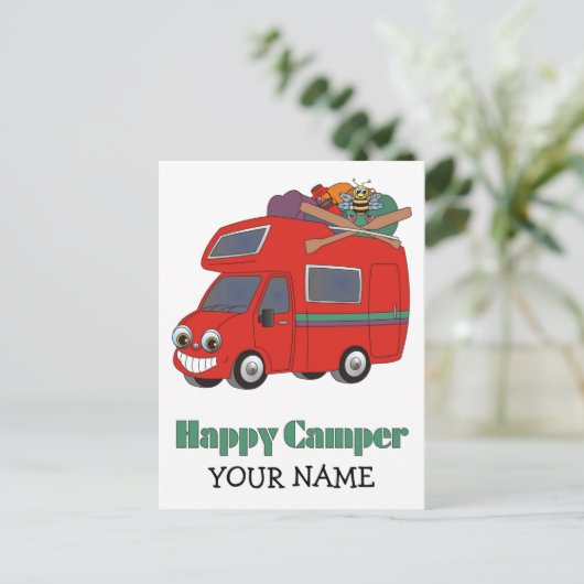 Happy Camper Postkarte (Stehend Vorderseite)