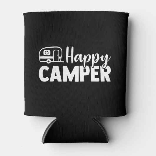 Happy Camper Quote (weiß) Dosenkühler (Vorderseite)