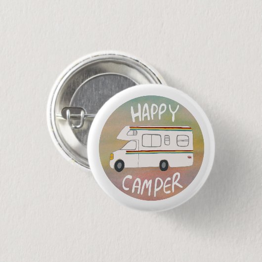 Happy Camper Rainbow RV Sunset Motorhome RV Button (Vorne & Hinten)