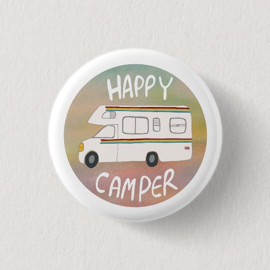 Happy Camper Rainbow RV Sunset Motorhome RV Button (Vorderseite)