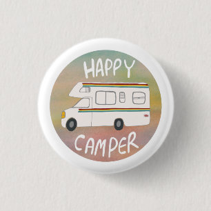 Happy Camper Rainbow RV Sunset Motorhome RV Button