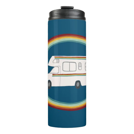 Happy Camper Rainbows RV Whimsical Motorhome RVing Thermosbecher (Vorderseite)